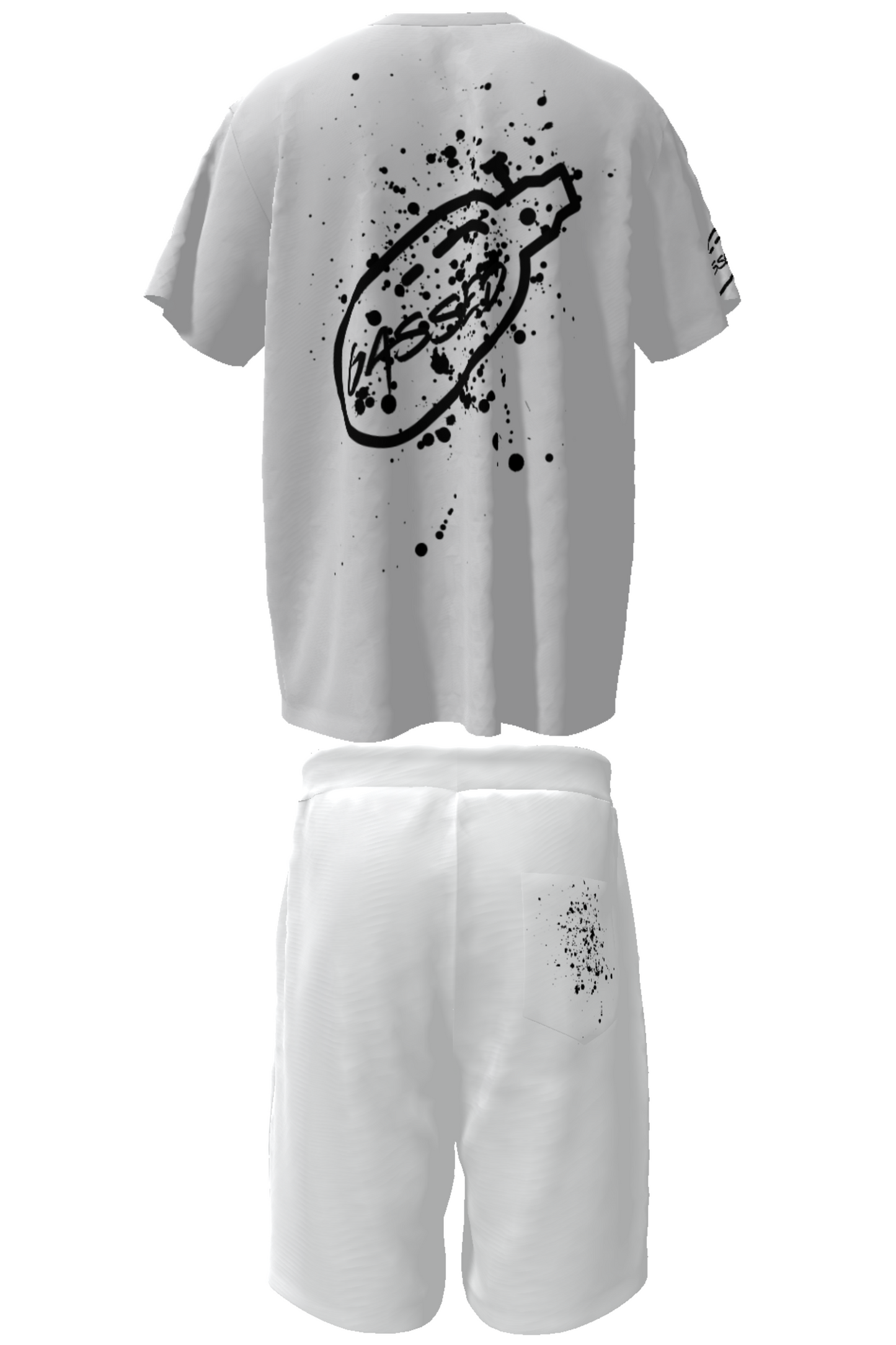 Gassed Paint Splatter: Black Shorts & Tee Set