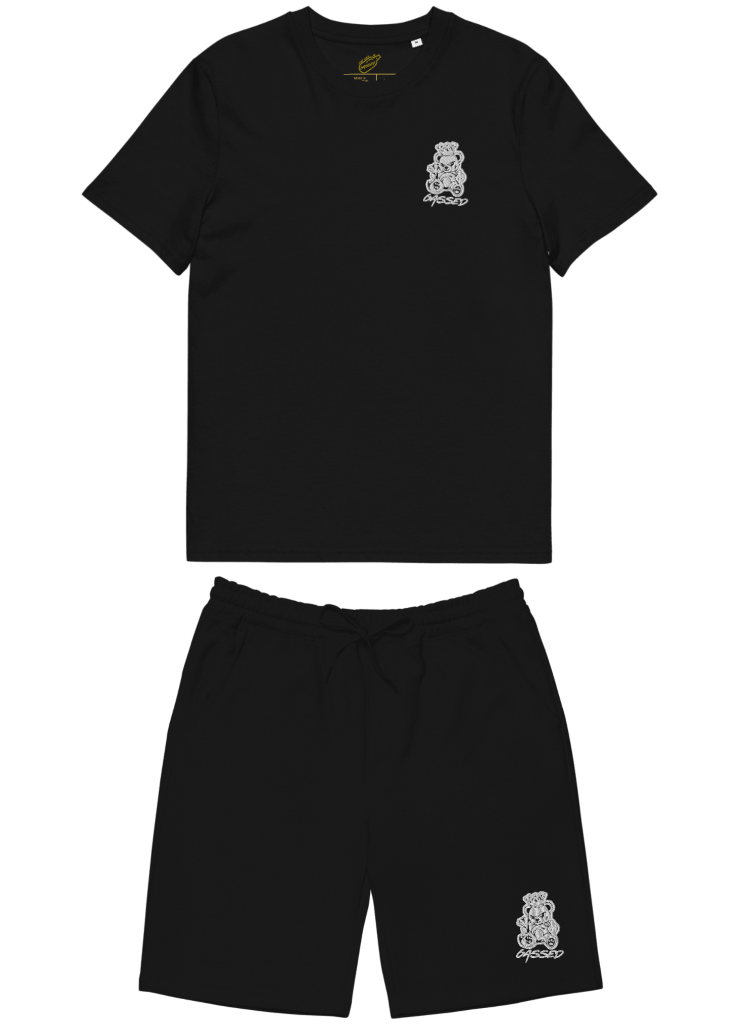 Gassed Bear: Black Shorts & Tee Set