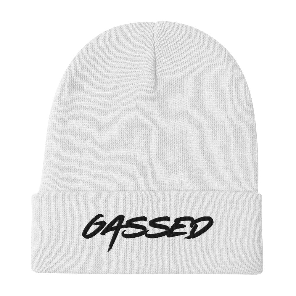 GASSED Embroidery Beanie - White