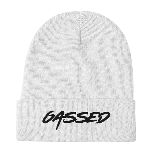 GASSED Embroidery Beanie - White