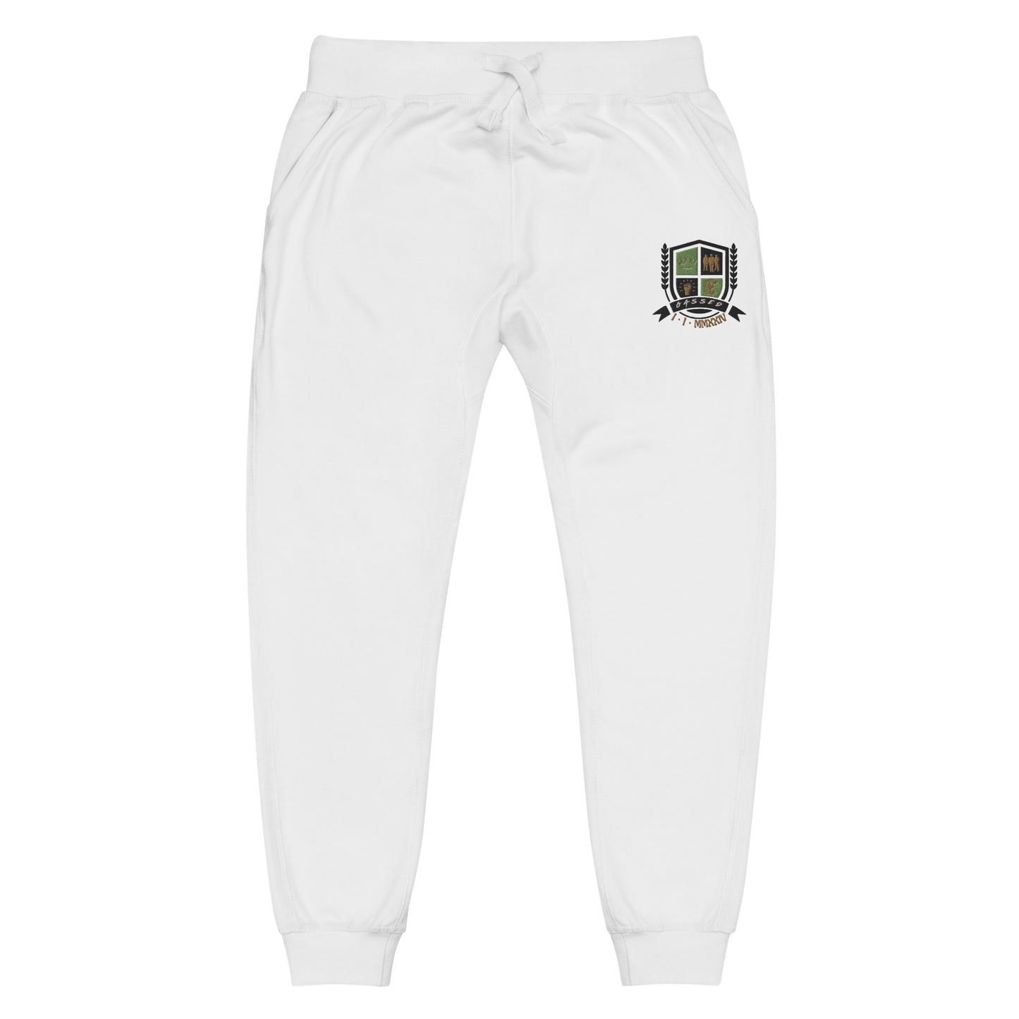 GASSED Crest - White Tracksuit Bottoms